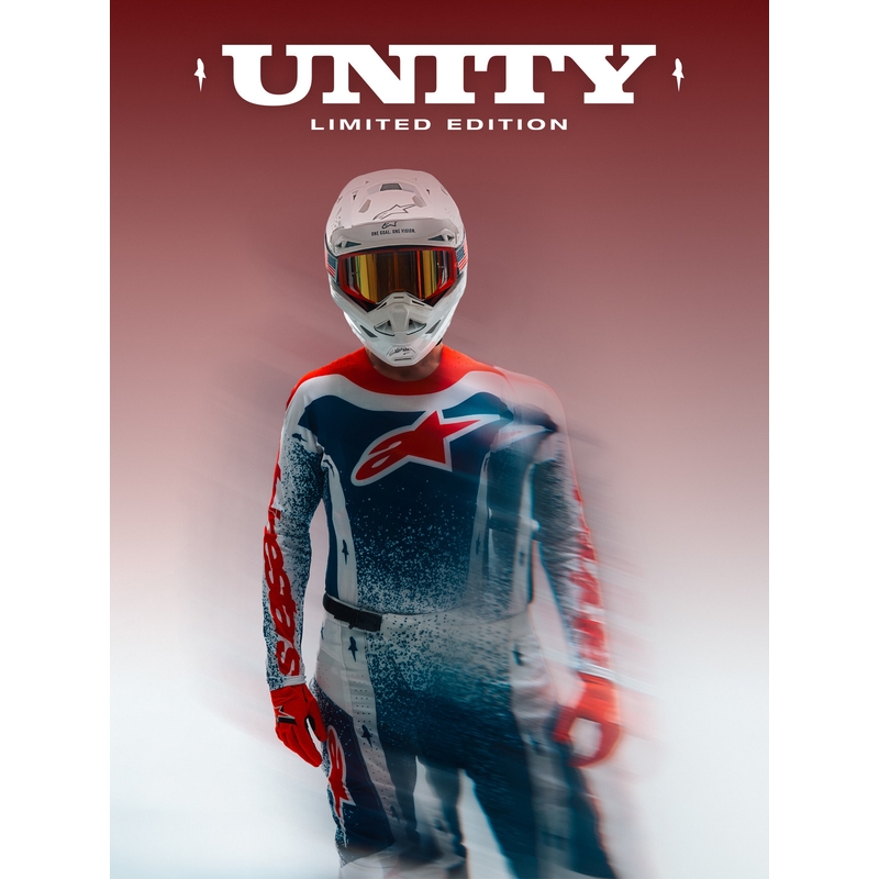 Motokros hlače Alpinestars Techstar Limited Edition Unity rdeče-belo-modre