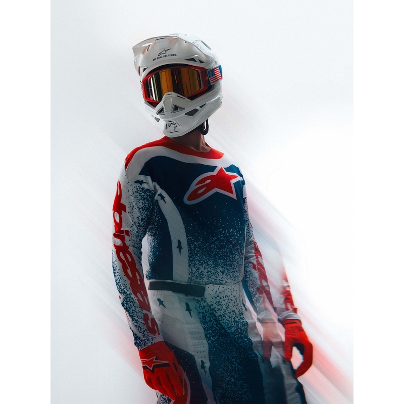 Motokros hlače Alpinestars Techstar Limited Edition Unity rdeče-belo-modre