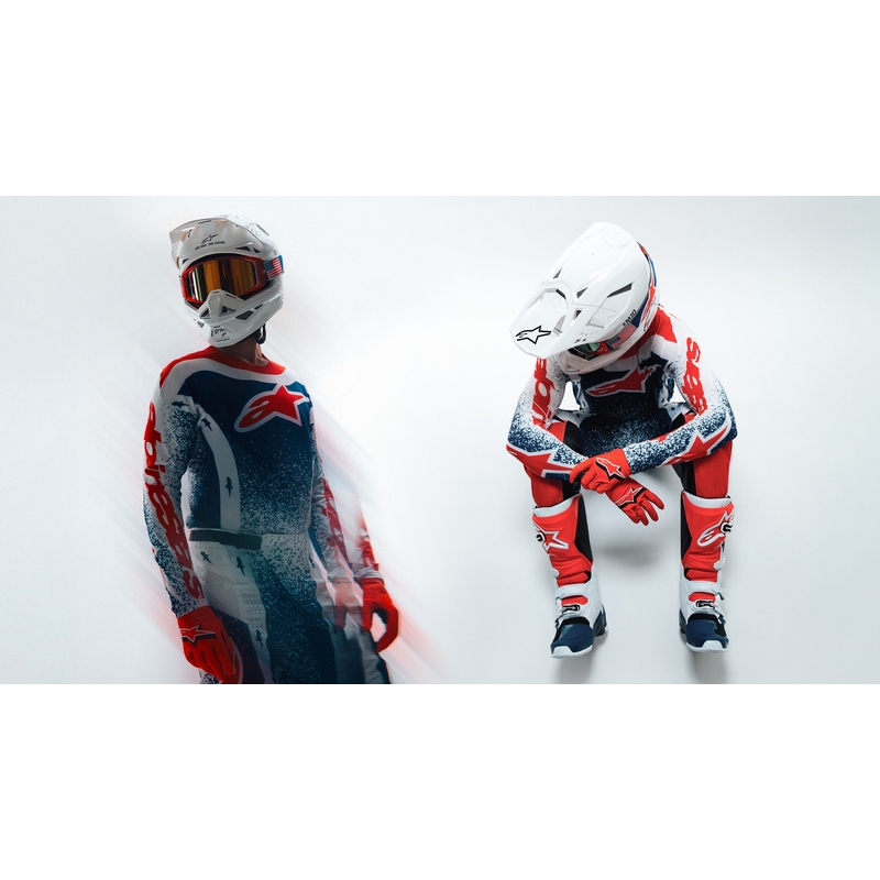 Motokros hlače Alpinestars Techstar Limited Edition Unity rdeče-belo-modre