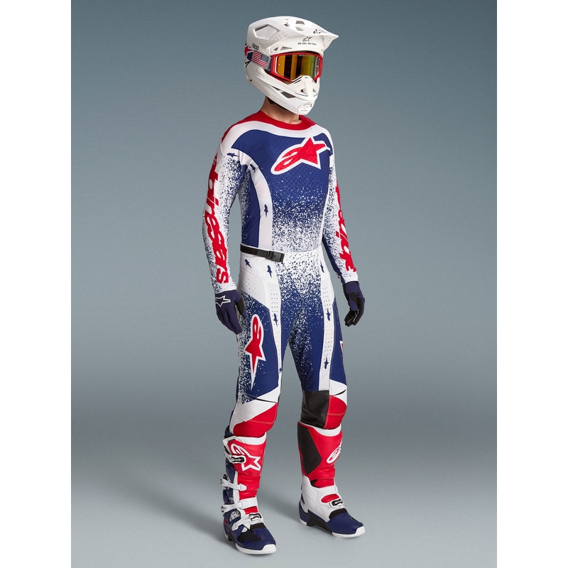 Motokros hlače Alpinestars Techstar Limited Edition Unity rdeče-belo-modre