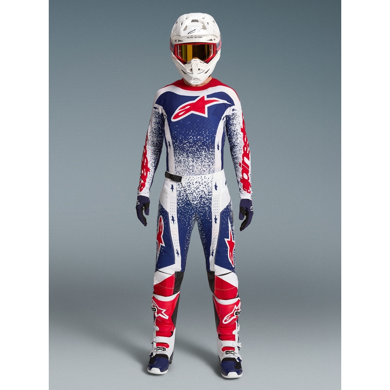 Motokros hlače Alpinestars Techstar Limited Edition Unity rdeče-belo-modre