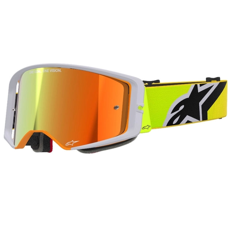 Motokros očala Alpinestars Supertech Corp fluo rumeno-siva z zrcalno rdečim steklom
