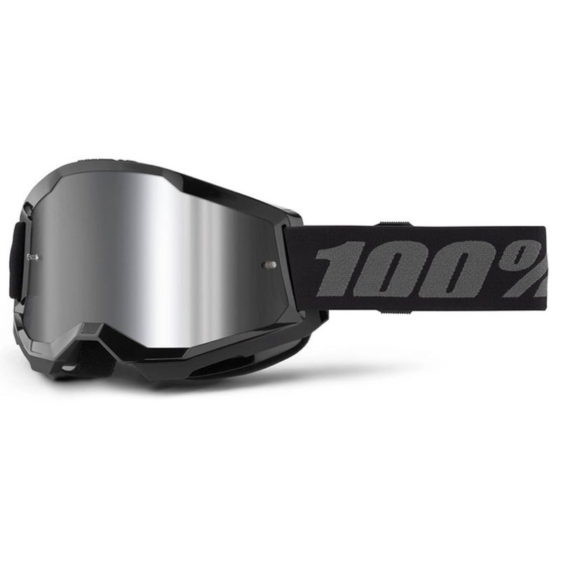 Motokros očala 100% STRATA 2 New black (silver plexi)