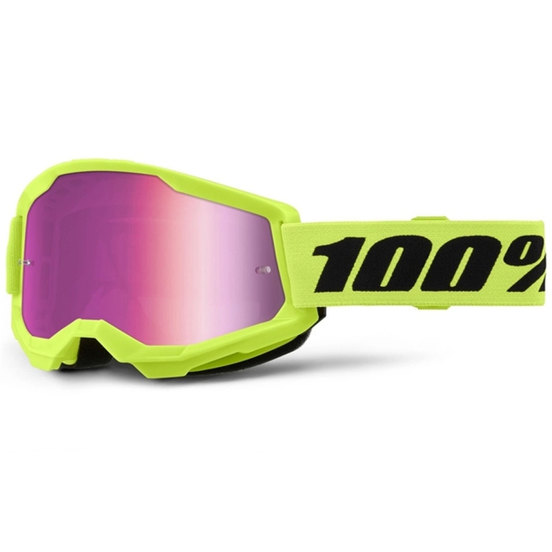 Motokros očala 100% STRATA 2 Nova fluo rumena (roza pleksi)