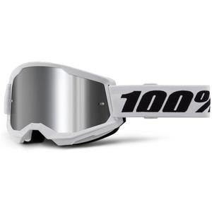 Motokros očala 100% STRATA 2 New white (silver plexi)