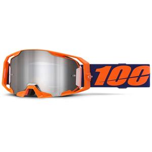 Motokros očala 100% ARmatic Neon Orange s srebrnim zrcalnim pleksi steklom