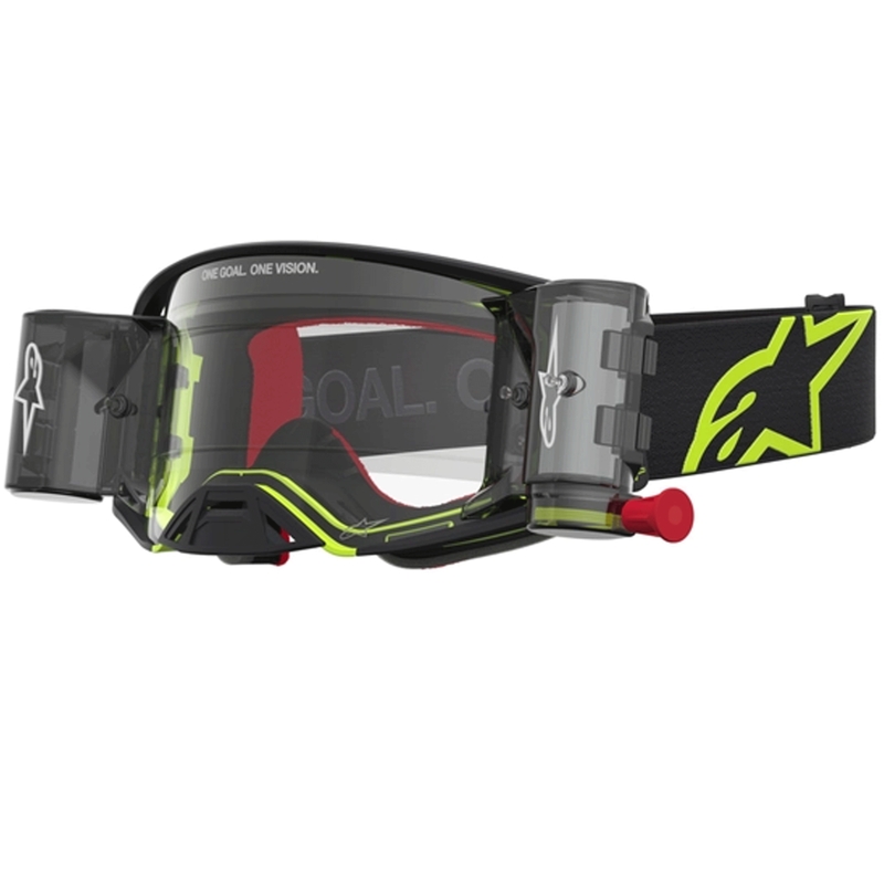 Motokros očala Alpinestars Supertech Firma črno-fluo rumena s prozornim pleksi steklom