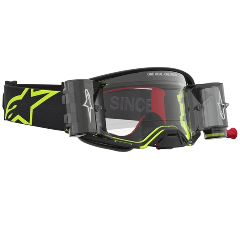 Motokros očala Alpinestars Supertech Firma črno-fluo rumena s prozornim pleksi steklom