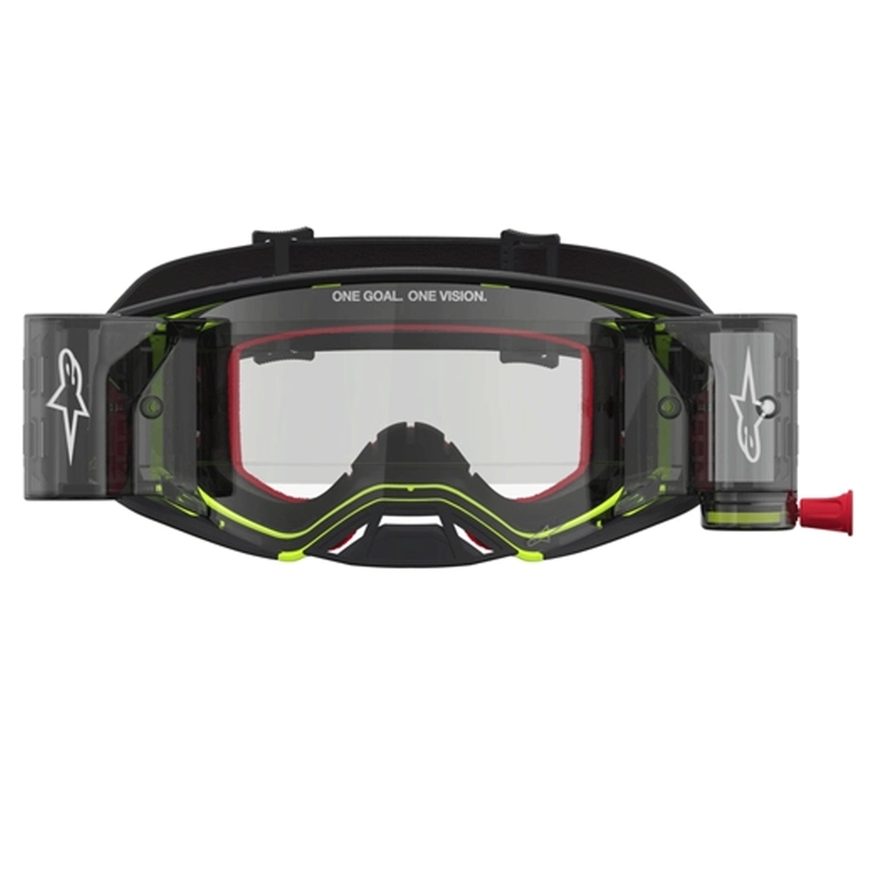 Motokros očala Alpinestars Supertech Firma črno-fluo rumena s prozornim pleksi steklom