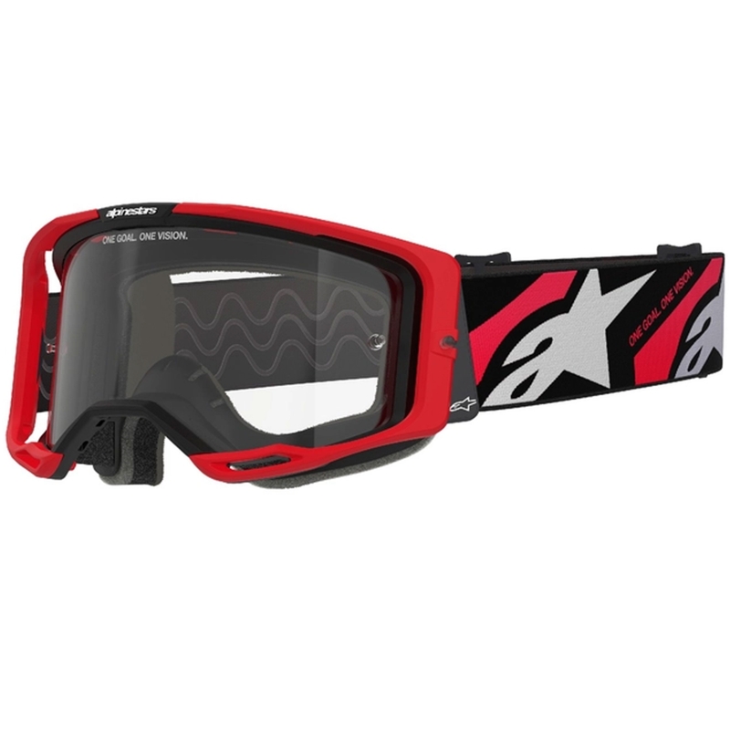 Motokros očala Alpinestars Vision 8 Luar rdeče-črna s prozornim steklom