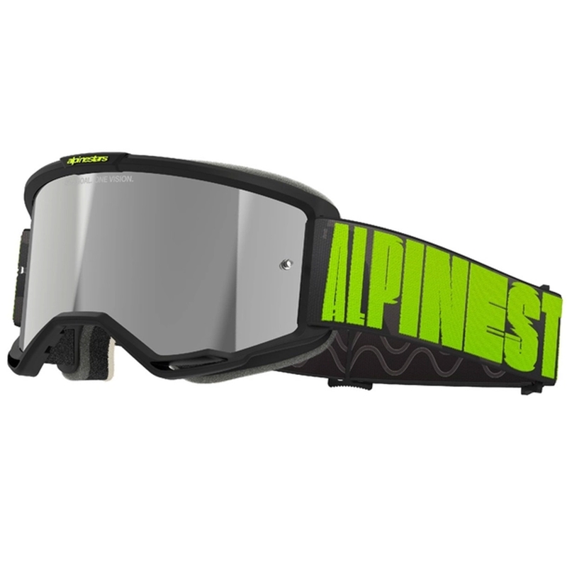 Motokros očala Alpinestars Vision 5 Hollow sivo-fluo rumena z zrcalno srebrnim pleksi steklom