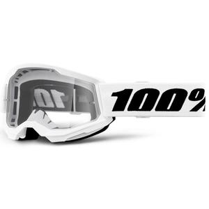 Otroška motokros očala 100% STRATA 2 belo prozorno pleksi steklo