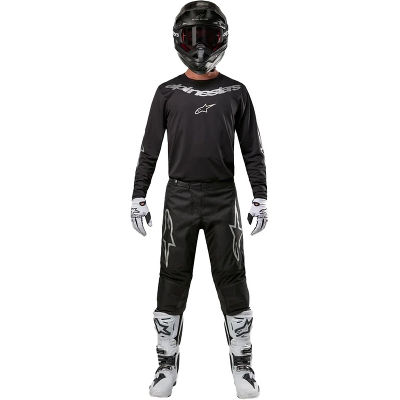 Motokros hlače Alpinestars Fluid Graphite črno-srebrne