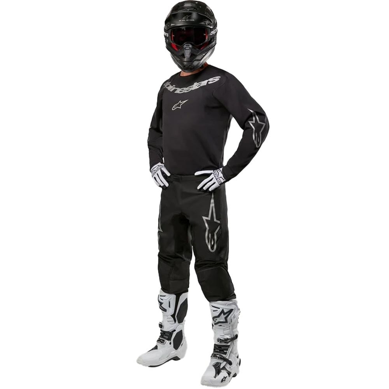 Motokros hlače Alpinestars Fluid Graphite črno-srebrne