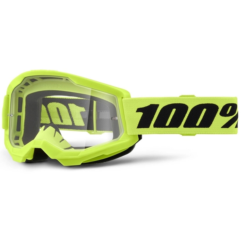 Otroška motokros očala 100% STRATA 2 neon rumena (prozorno pleksi steklo)