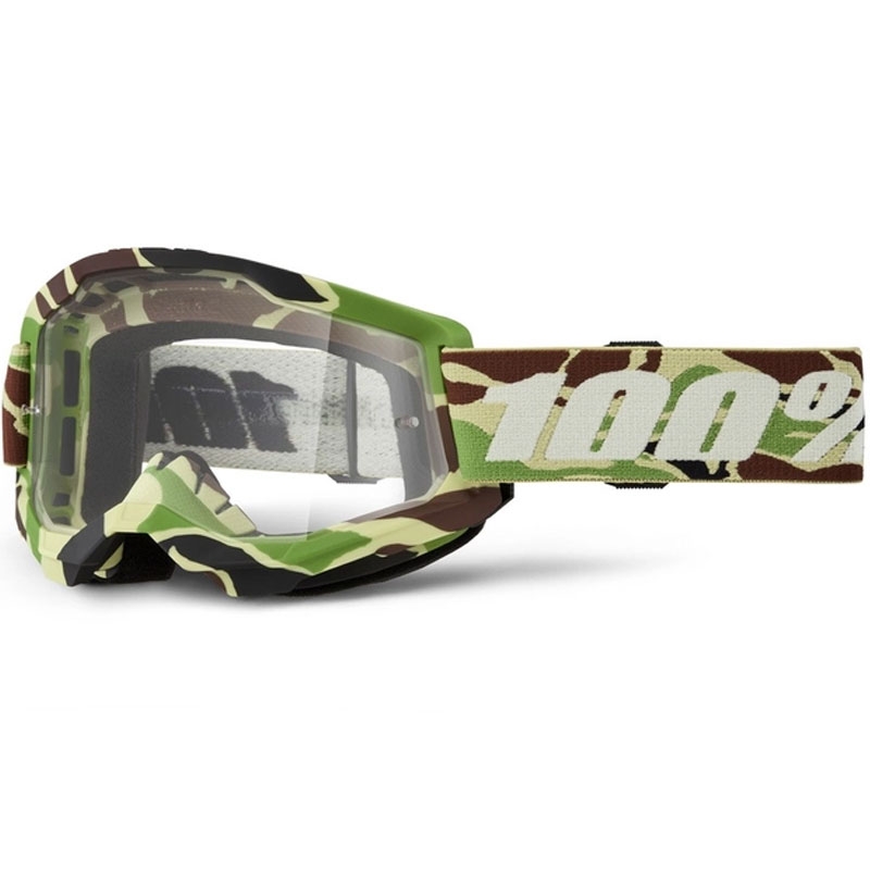 Motokros očala 100% STRATA 2 New War Camo zelena (prozorna pleksi)