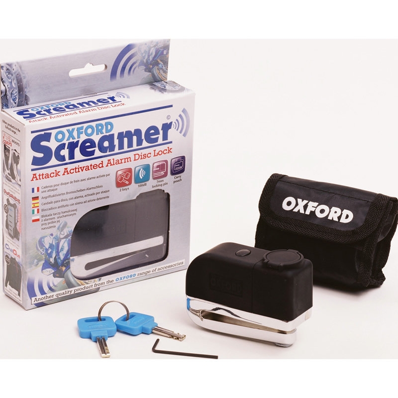 Ključavnica Oxford Screamer z alarmom za motorno kolo - II. kakovost