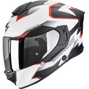 Scorpion EXO-530 Air Clip motoristična čelada z integriranim obrazom, mat bela-črna-rdeča - II. kakovost