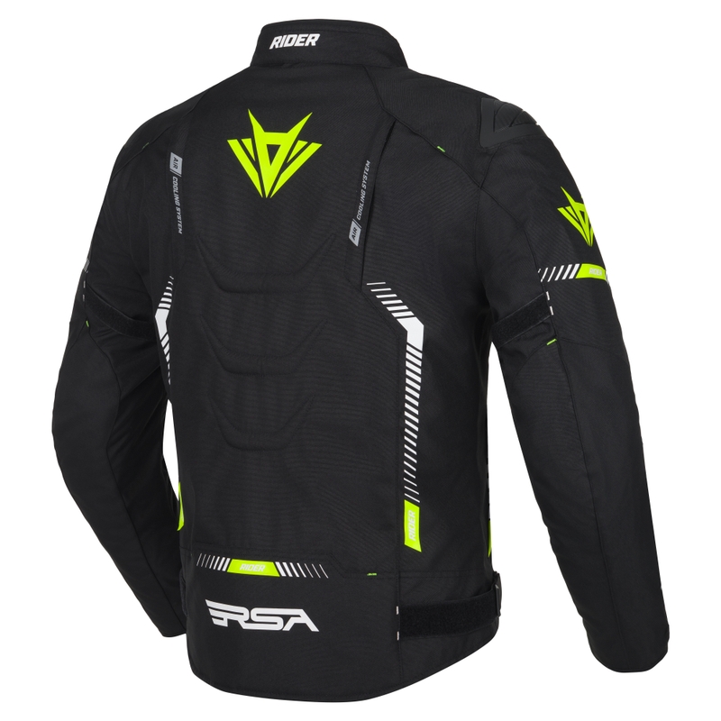 Motoristična jakna RSA Rider črno-bela-fluo rumena 2 - II. kakovost