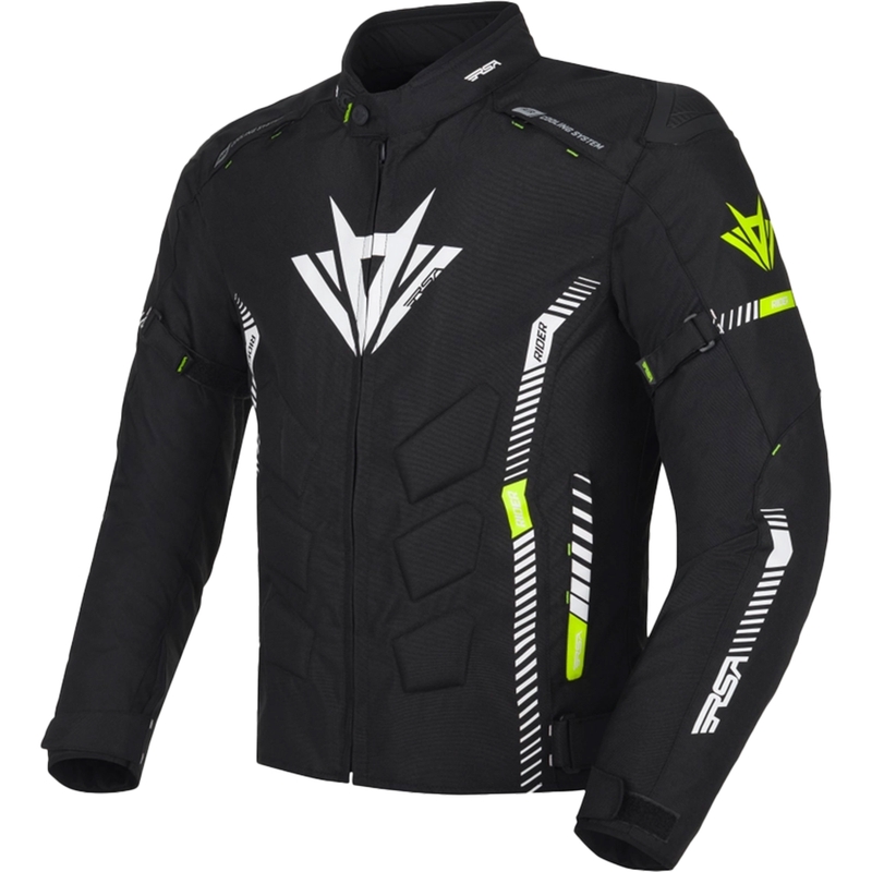 Motoristična jakna RSA Rider črno-bela-fluo rumena 2 - II. kakovost