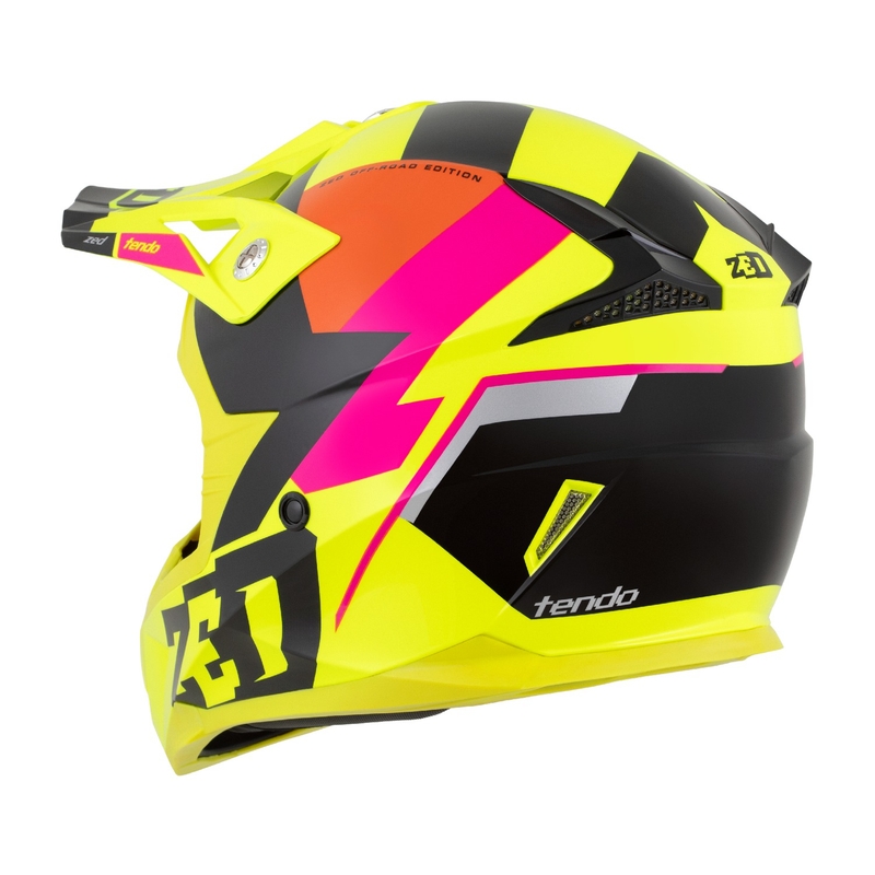 Otroška motokros čelada ZED X1.9 Tendo fluo rumeno-roza-oranžno-črna - II. kakovost