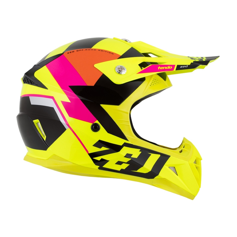 Otroška motokros čelada ZED X1.9 Tendo fluo rumeno-roza-oranžno-črna - II. kakovost