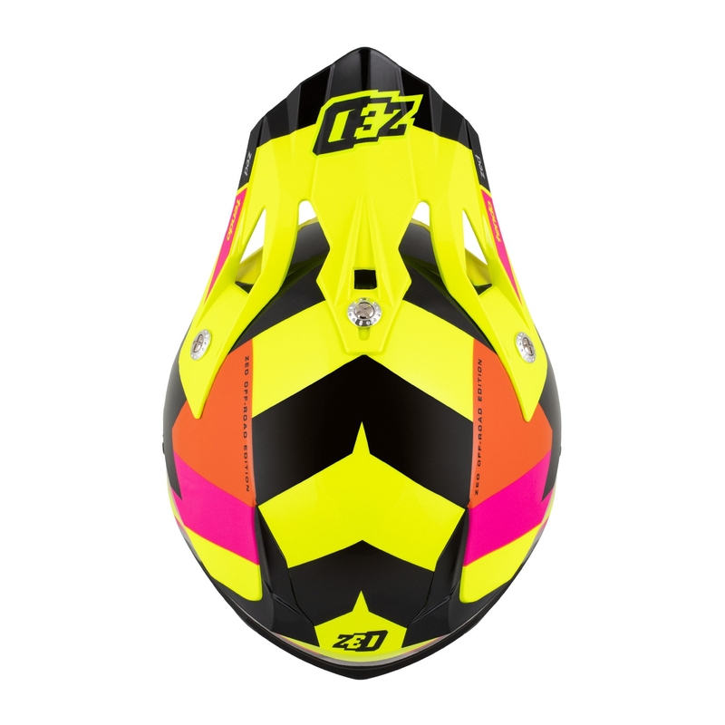 Otroška motokros čelada ZED X1.9 Tendo fluo rumeno-roza-oranžno-črna - II. kakovost