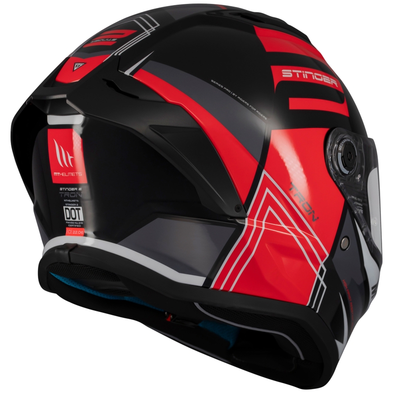 Integralna motoristična čelada MT Stinger 2 Tron črno-rdeča-siva - II. kakovost