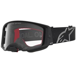 Motokros očala Alpinestars Supertech Vesta črno-srebrna s prozornim pleksi steklom