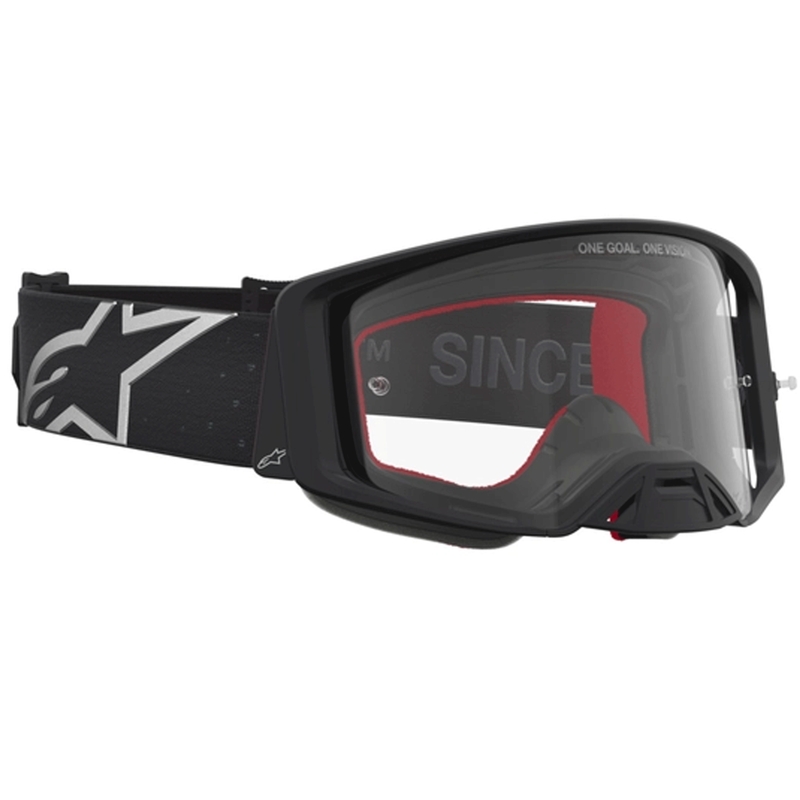 Motokros očala Alpinestars Supertech Vesta črno-srebrna s prozornim pleksi steklom