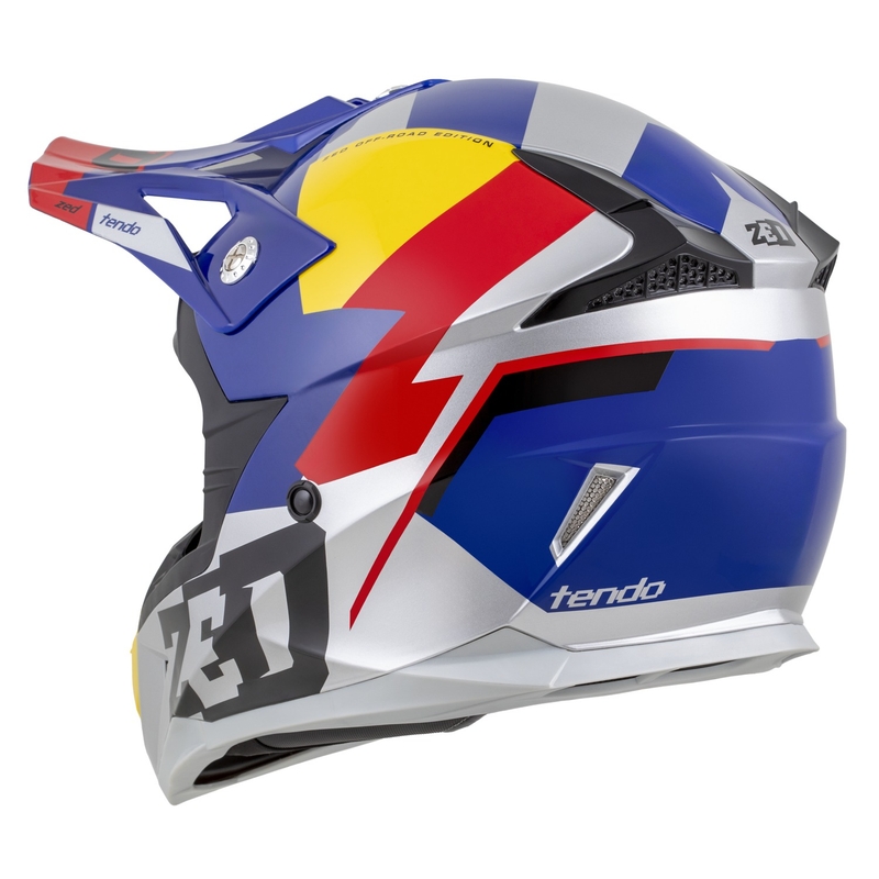 Motokros čelada ZED X1.9 Tendo pearl modra-rdeča-rumena-srebrna - II. kakovost