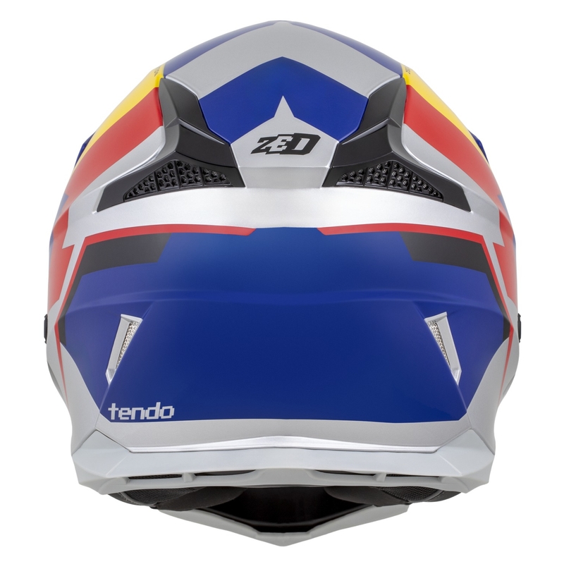 Motokros čelada ZED X1.9 Tendo pearl modra-rdeča-rumena-srebrna - II. kakovost