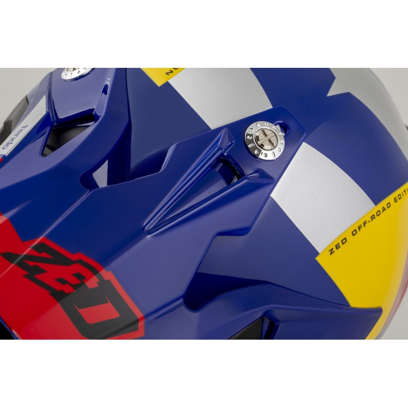 Motokros čelada ZED X1.9 Tendo pearl modra-rdeča-rumena-srebrna - II. kakovost