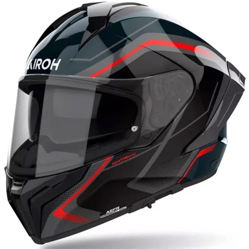 Široka motoristična čelada Airoh MATRYX črno-sivo-rdeča