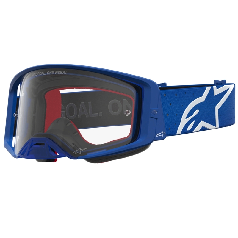Alpinestars Supertech Vesta modro-bela motokros očala s prozornim pleksi steklom