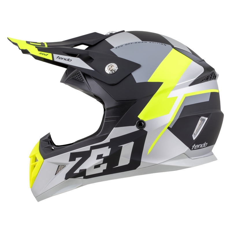 Otroška motokros čelada ZED X1.9D TENDO mat črna-temno siva-svetlo siva-fluo rumena - II. kakovost