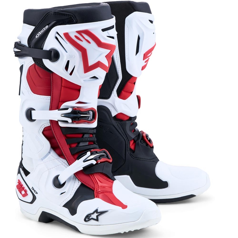 Motokros škornji Alpinestars TECH 10 belo-črno-rdeči