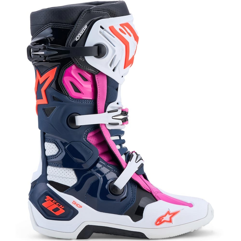 Motokros škornji Alpinestars TECH 10 Supervented temno modro-belo-črno-vijolični