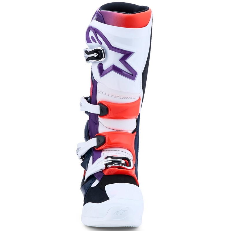 Motokros škornji Alpinestars TECH 7 vijolično-belo-temno modro-fluo rdeča