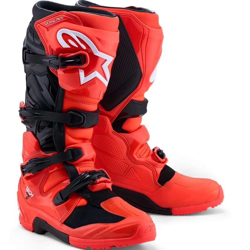 Alpinestars TECH 7 Enduro motoristični škornji fluo rdeče-črni