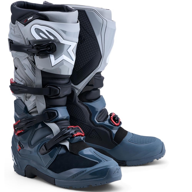 Moto škornji Alpinestars TECH 7 Enduro Drystar temno sivi-svetlo sivi-rdeči