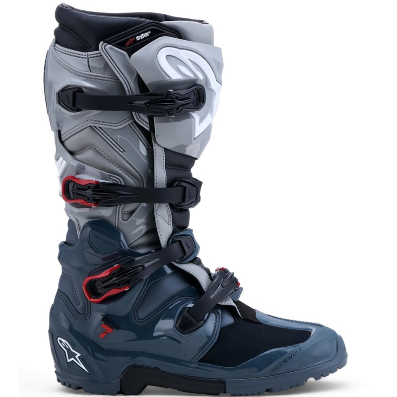 Moto škornji Alpinestars TECH 7 Enduro Drystar temno sivi-svetlo sivi-rdeči