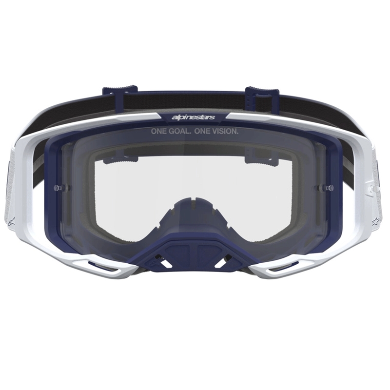 Motokros očala Alpinestars Vision 8 Amber modro-bela s prozornim pleksi steklom
