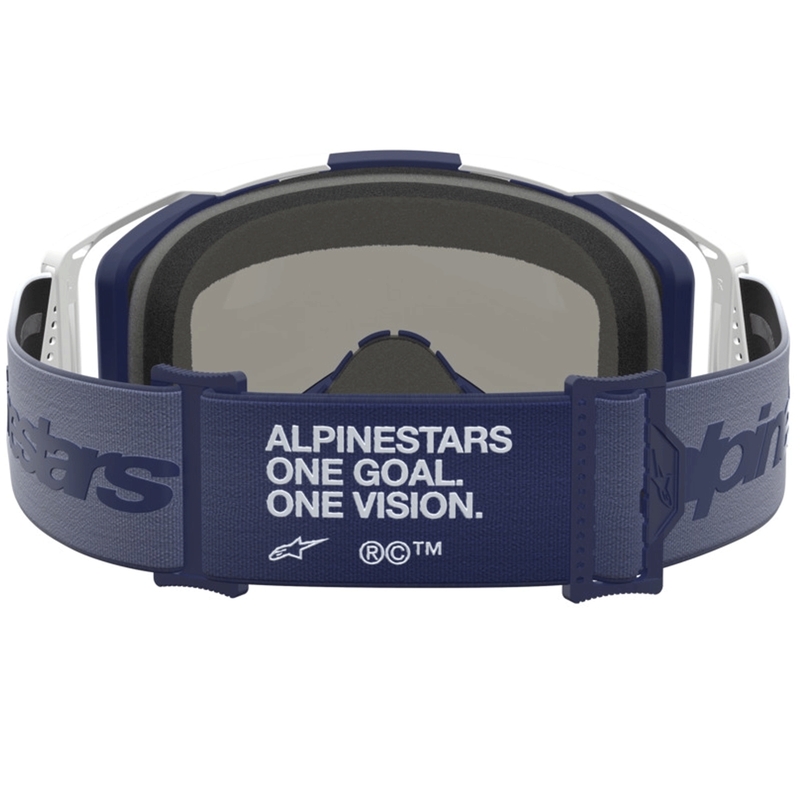 Motokros očala Alpinestars Vision 8 Amber modro-bela s prozornim pleksi steklom
