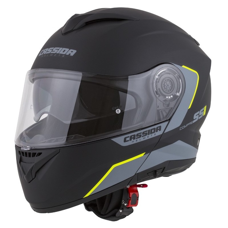 Cassida Compress 2.0 Refraction črno-sivo-fluo rumena prevračalna motoristična čelada razprodaja