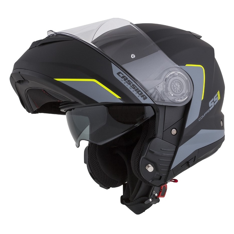 Cassida Compress 2.0 Refraction črno-sivo-fluo rumena prevračalna motoristična čelada razprodaja