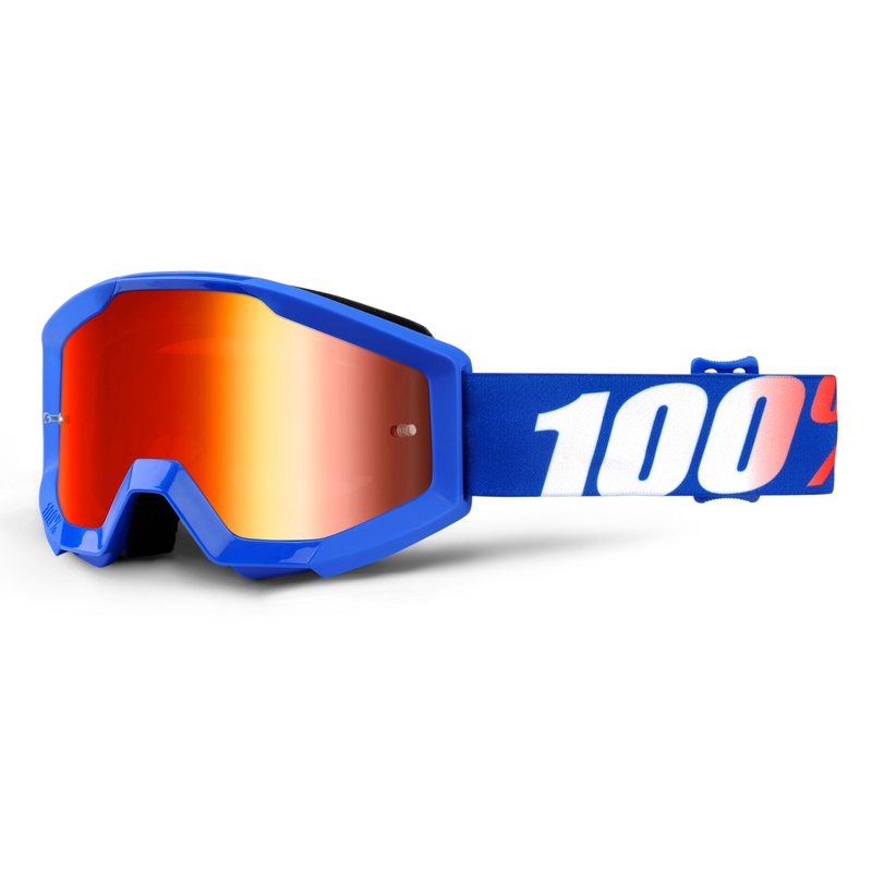 Otroška očala za motokros 100% Strata Nation (rdeča pleksi)
