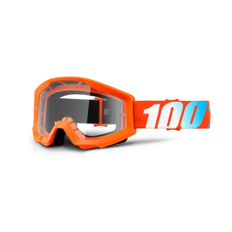 Motokros očala 100% Strata oranžna (prozoren pleksi)