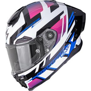 Scorpion EXO-RACE Air Carbon Fury motoristična čelada z integriranim obrazom, belo-roza-modra
