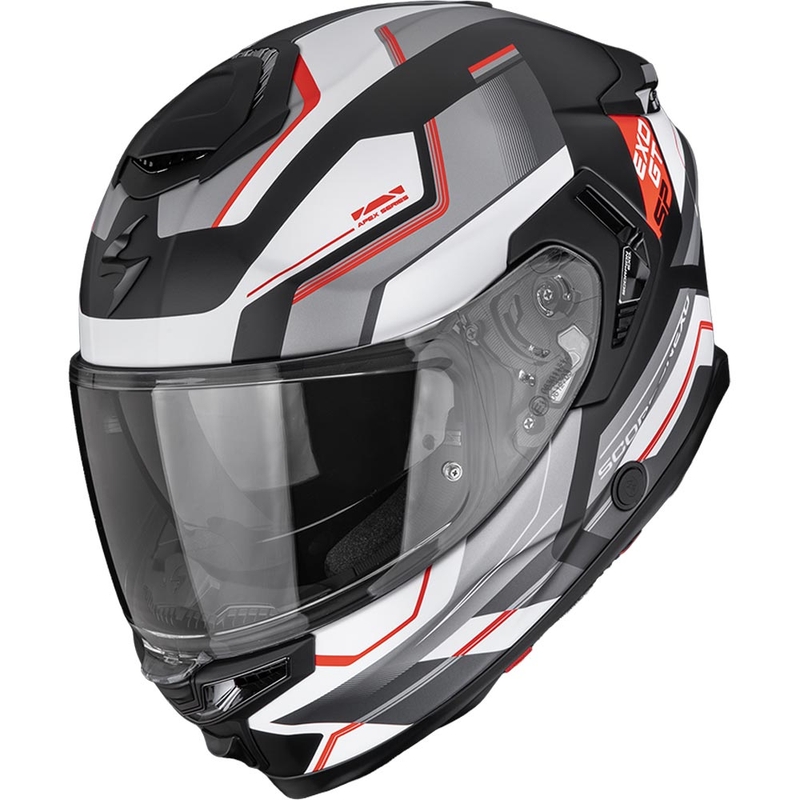 Scorpion EXO-GT SP Air Arkon integralna motoristična čelada mat črno-srebrno-rdeča